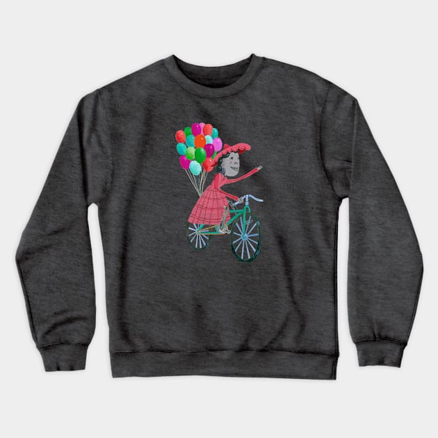 Dia de los Muertos, Señora Bicycle Ride Crewneck Sweatshirt by John Parra Art